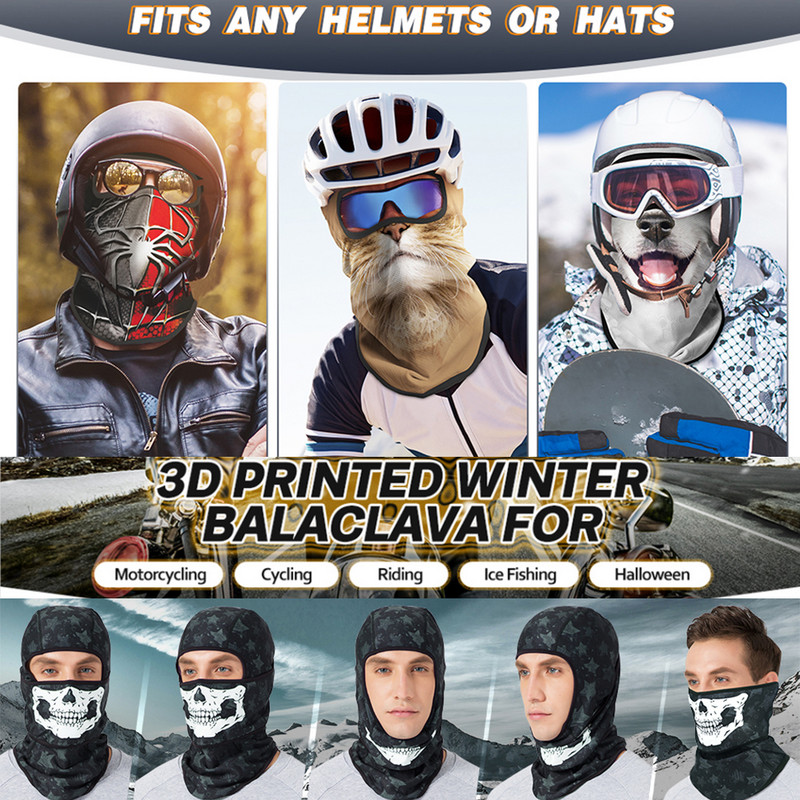 3D Skull Balaclava kaitsemask Mootorratta näokate Suusamask Peakatted Õues Matkamine Telkimine Kael kedra Bandana Sall Mehed
