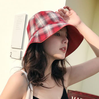 Двустранна дамска шапка с кофа Рибарска шапка Сгъваема шапка с широка периферия UV защита Слънчеви шапки за открито