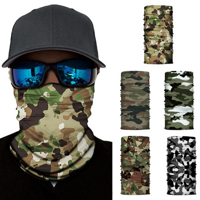 Unisex Camouflage Ice Silk Magic Bandana Ear Hanger Half Face Mask Outdoor Fishing Hiking Cycling Neck Cover Scarf