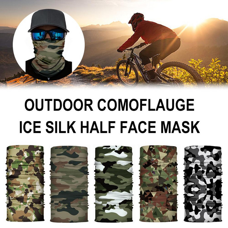 Unisex Camouflage Ice Silk Magic Bandana Kõrva riidepuu pool näomask Õues kalapüük Matkamine Jalgratta kaela kattesall