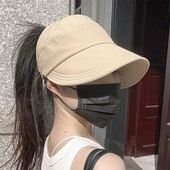 6 spalvų moteriška kreminė nuo saulės paplūdimio kepurė su plataus krašto tuščiavidurė uodegos kepurė, reguliuojama lauko kepurė nuo saulės