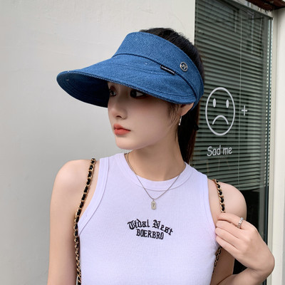 Jaapani pestud teksariidest tühi silindrimüts kokkupandav kaasaskantav topless päikesevari Pardi keelekübar päikesekaitse Moodne päikesemüts naistele