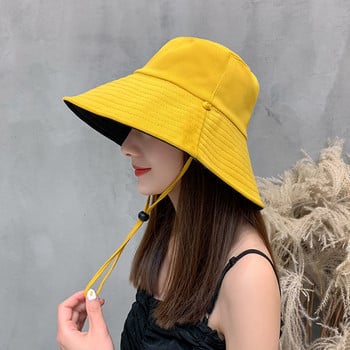 Γυναικείο καπέλο Fisherman Καπέλα διπλής όψης με πτυσσόμενο κάδο Καλοκαιρινό αντηλιακό καπέλο Anti-UV Φαρδύ γείσο Αντιηλιακό Καπέλα από βαμβάκι μεγάλου γείσου
