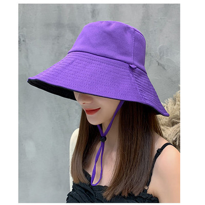 Moterų žvejo kepurė Dvipusės sulankstomos kibiro kepurės Vasarinės saulės skydelio dangtelis Anti-UV plataus kraštelio apsauginis kremas nuo saulės didelių kraštų medvilniniai dangteliai