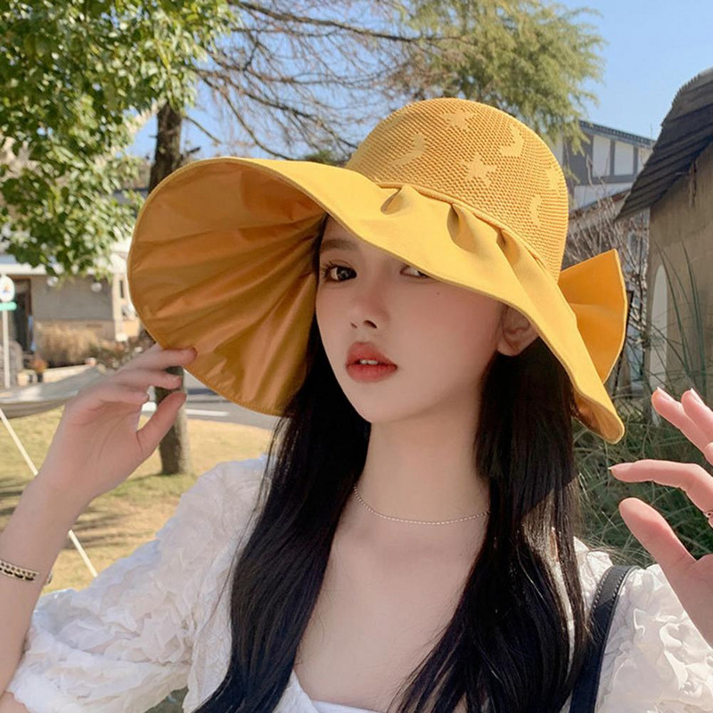 Naiste päikesekaitsemüts, UV-kindel naiste päikesemüts Laia äärega ühevärvilised visiirimütsid suveks