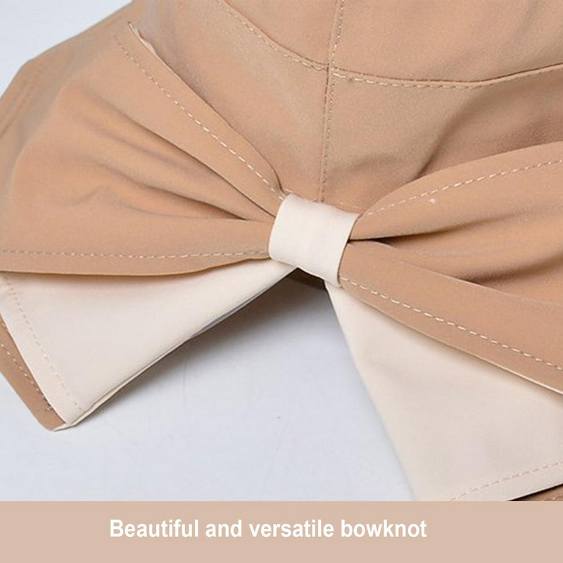 Madinga moteriška vasaros kepurė nuo saulės su miela Bowknot didelio kraštelio apsauginiu kremu nuo saulės su skydeliu