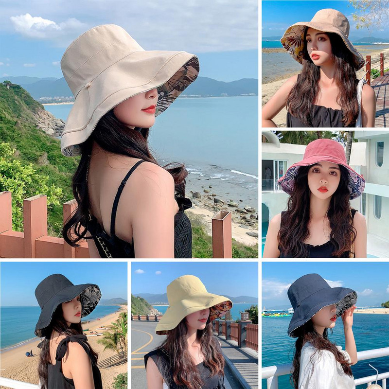 1 vnt. plataus kraštelio skrybėlė nuo saulės, lengva, apverčiama, moteriška skrybėlė nuo saulės plačių kraštų, sulankstoma UV apsauga, ideali kepurė lauke