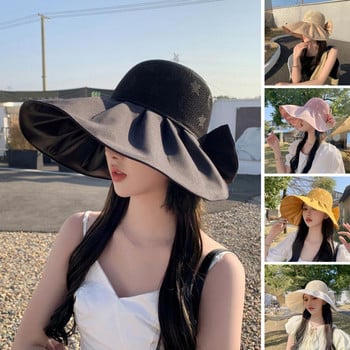 Καπέλο αντηλιακής προστασίας 1 τεμ. Κομψά γυναικεία καπέλα ηλίου με μεγάλη αντοχή στην υπεριώδη ακτινοβολία Καπέλα μονόχρωμη γείσο για καλοκαιρινή παραλία