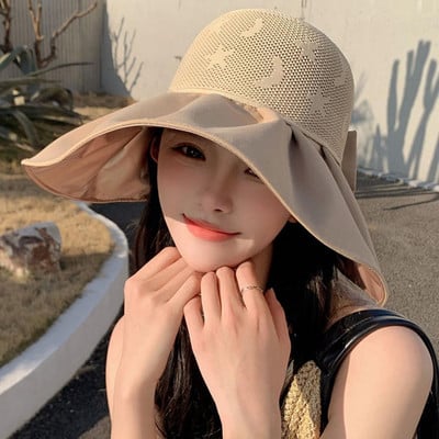 1Pc Sun Protection Hat Stylish Women`s Ultralight Uv Resistant Sun Hats Wide Brim Solid Color Visor Hats for Summer Beach