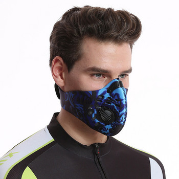 Спортна велосипедна половинка маска за лице с филтър, активен въглен PM 2.5 против замърсяване, прахоустойчива миеща се маска за лице, тренировъчна маска за колоездене
