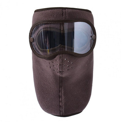 Ziemas flīsa maska ar noņemamām aizsargbrillēm, silta, pilna vāka sejas maska, vēja necaurlaidīga puse balaklavas āra jāšanas piederumu