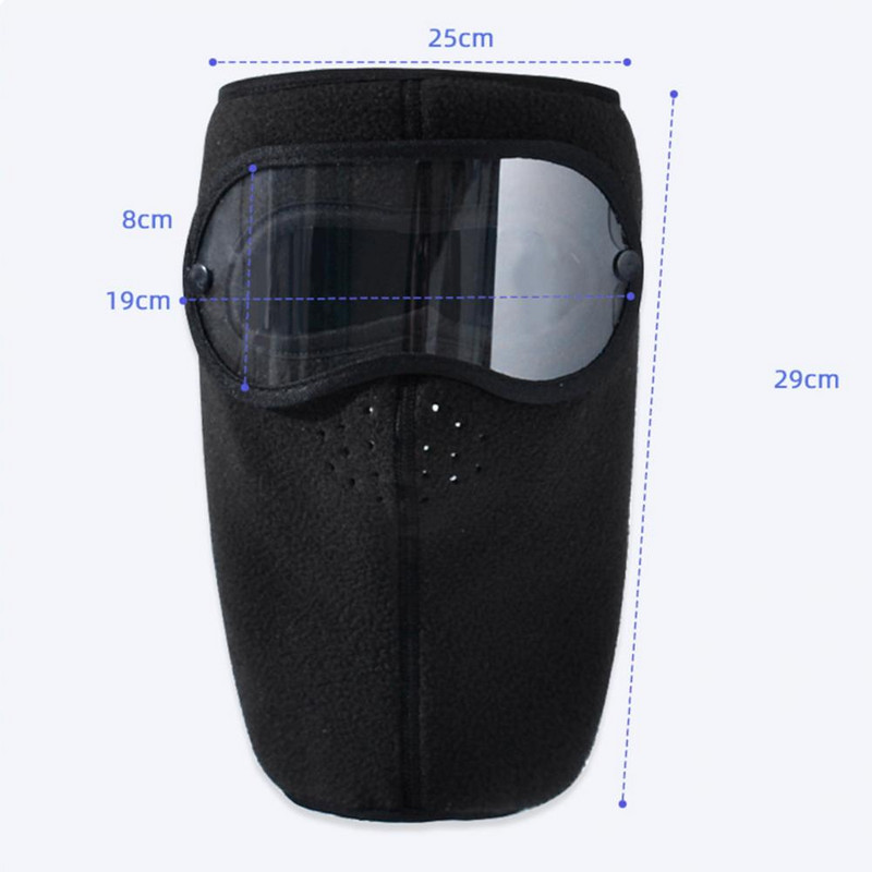 Ziemas flīsa maska ar noņemamām aizsargbrillēm, silta, pilna vāka sejas maska, vēja necaurlaidīga puse balaklavas āra jāšanas piederumu