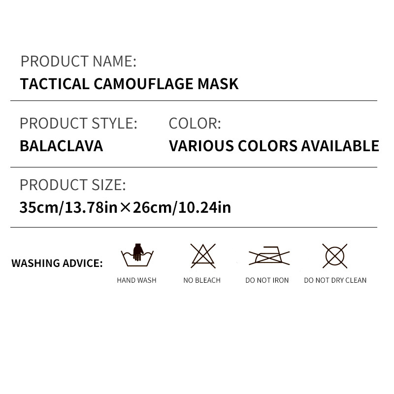 Taktikai terepszínű maszkok Balaclava teljes arcmaszk kültéri sport szélálló kerékpározás túrázás síelés Camo sál maszk sapkák