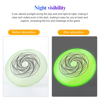Naktinės šviesos fluorescenciniai skraidantys diskai Aukščiausia skraidanti lėkštė, skirta lauko sportui paplūdimyje stovyklavietėje Tėvai ir vaikai žaiskite žaidimą sukamieji diskai