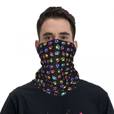 Szivárvány Mancs nyomatok Állat Kutya Balaklava Túrázás Kemping Kerékpáros Maszk UV védelem Puha Kerékpáros Arcmaszkok Őszi Cool Neck Gaiter