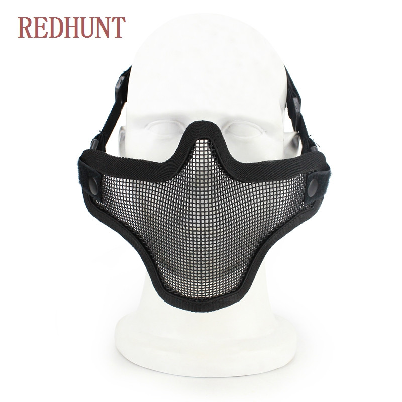 Täiustatud terasest metallvõrkmask taktikaline jahindus paintballi poole näoga pealuu mask sõjaliseks laskekiiver näokaitse