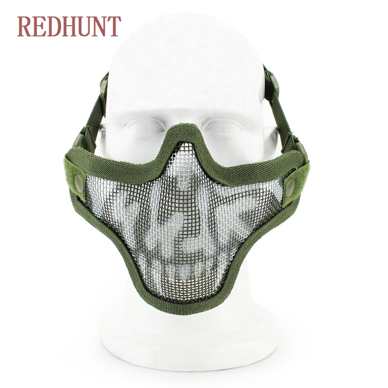 Täiustatud terasest metallvõrkmask taktikaline jahindus paintballi poole näoga pealuu mask sõjaliseks laskekiiver näokaitse