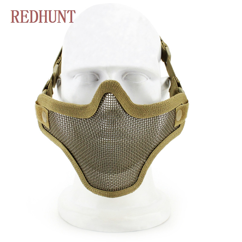 Täiustatud terasest metallvõrkmask taktikaline jahindus paintballi poole näoga pealuu mask sõjaliseks laskekiiver näokaitse