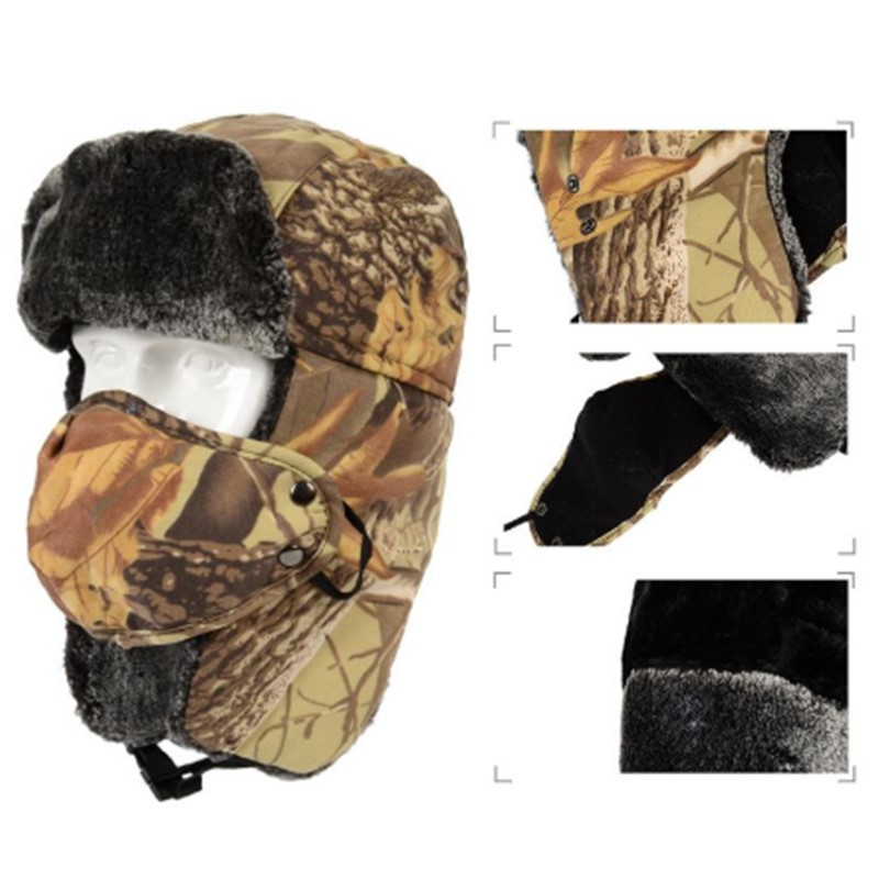Ziemas vēja necaurlaidīgs izjādes riteņbraukšana pilna sejas maska Silta vilnas odere Sejas vairogs Bioniskais Camo Medības Makšķerēšana Taktiskais sejas aizsargs