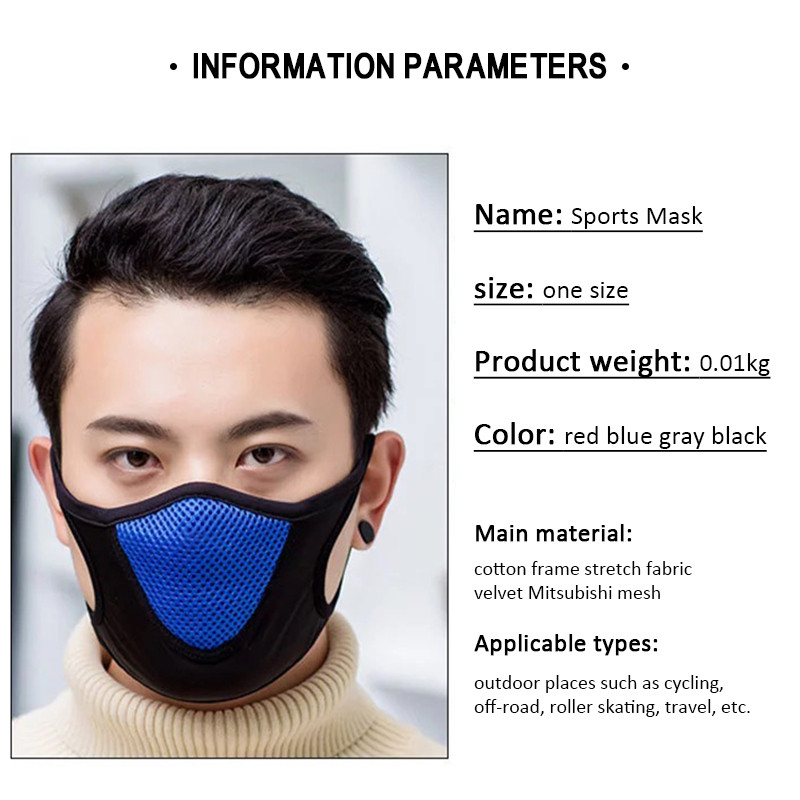 Puuvillane näomask hingav mootorratta maskid Unisex tolmuvastased must kaitsev suukate Jalgrattasport Маски Jalgrattavarustus