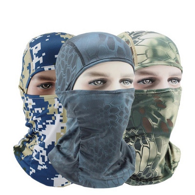 Зимна камуфлажна маска за цялото лице Колоездене Лов Поддържайте топлината Ветроустойчива шапка Външна анти-UV военна шапка Шапка