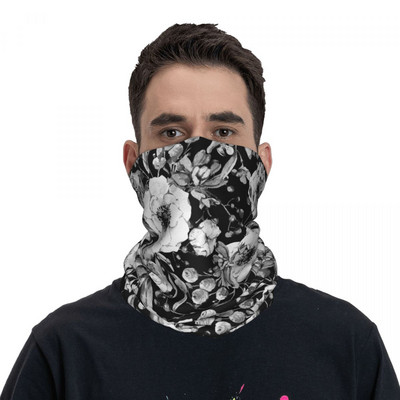 Bandana alb-negru de gradina Trandafiri Arta Retro Balaclava Toamna Calarie Pescuit Protectie Ciclism Masca Incalzitoare pentru gat Masti de fata