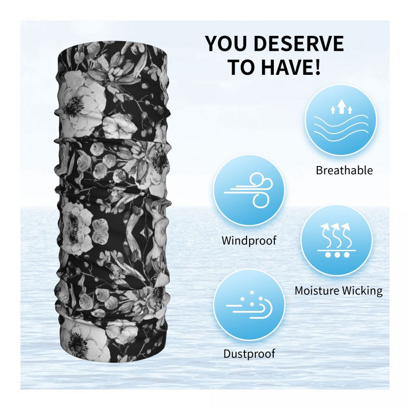 Melnbalts Dārzs Bandana Roses Art Retro Balaclava Rudens Izjādes Makšķerēšana Aizsardzība Riteņbraukšanas Maska Kakla Siltāka Sejas Maskas