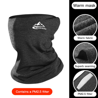 Žiemos sporto juosta Thermal Fleece Neck Buff Vyrų vėjui atspari veido kaukė su filtru, dviračių ausų šildytuvas pusei veido, jodinėjimas balaklava