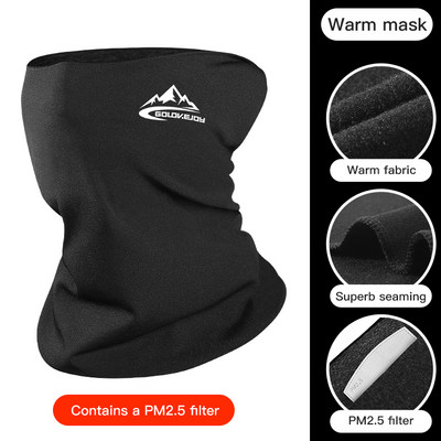 Žiemos sporto juosta Thermal Fleece Neck Buff Vyrų vėjui atspari veido kaukė su filtru, dviračių ausų šildytuvas pusei veido, jodinėjimas balaklava