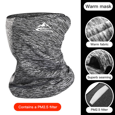 Žiemos sporto juosta Thermal Fleece Neck Buff Vyrų vėjui atspari veido kaukė su filtru, dviračių ausų šildytuvas pusei veido, jodinėjimas balaklava