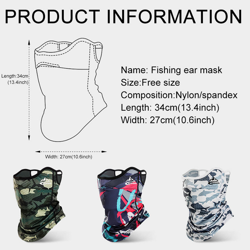 LOOGDEEL Fishing Face Mask Suvine päikesekaitse Jalgrattasõidu Bandana Unisex Outdoor Sport Bike hingav jääsiidist rippuv kõrva peakate