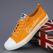 Kevadsuvi klassikalised meeste lõuendist kingad Mood Kollased meeste tossud hingavad lamedad vabaajajalatsid Meeste vulkaniseerivad kingad teile