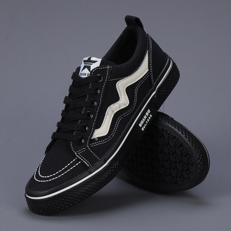 Vyriški visi juodi pilkai žalia vulkanizuoti plokščiapadžiai drobiniai batai madingi nauji vyriški dizainerio sportbačiai žemi drobiniai vienspalviai batai