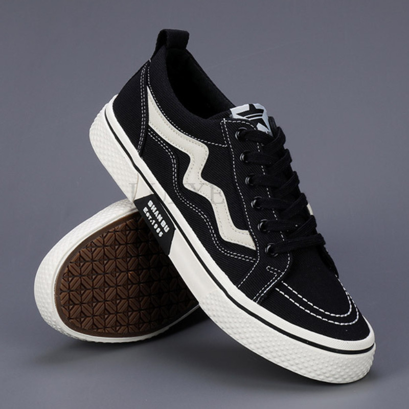 Vyriški visi juodi pilkai žalia vulkanizuoti plokščiapadžiai drobiniai batai madingi nauji vyriški dizainerio sportbačiai žemi drobiniai vienspalviai batai