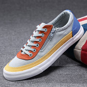 Ventilation Canvas Meeste vabaajajalatsid Kevadised Uue Korea moe lipsudega tossud Hingavast riidest meeste vulkaniseeritud kingad 38-44