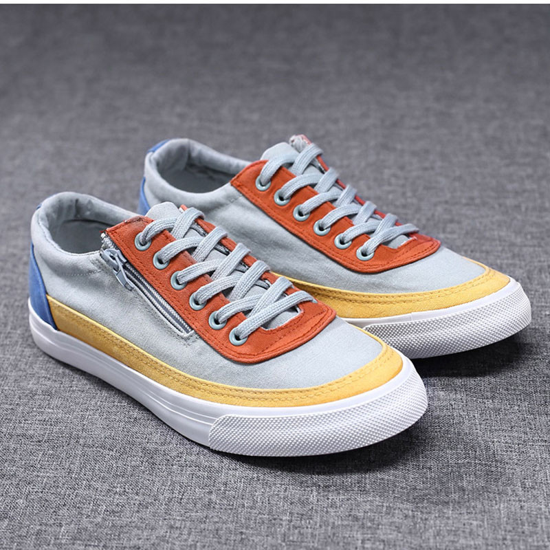 Ventilation Canvas Meeste vabaajajalatsid Kevadised Uue Korea moe lipsudega tossud Hingavast riidest meeste vulkaniseeritud kingad 38-44