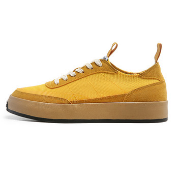 Нови корейски стилни жълти платнени обувки Мъжки маратонки в стил Harajuku Ледена коприна Дишащи вулканизирани обувки Мъжки ежедневни плоски маратонки