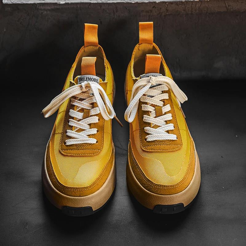 Bărbați la modă pantofi casual patchwork pantofi plat de pânză pentru bărbați din mătase de gheață pantofi cu platformă de mers pantofi vintage confortabili pentru bărbați