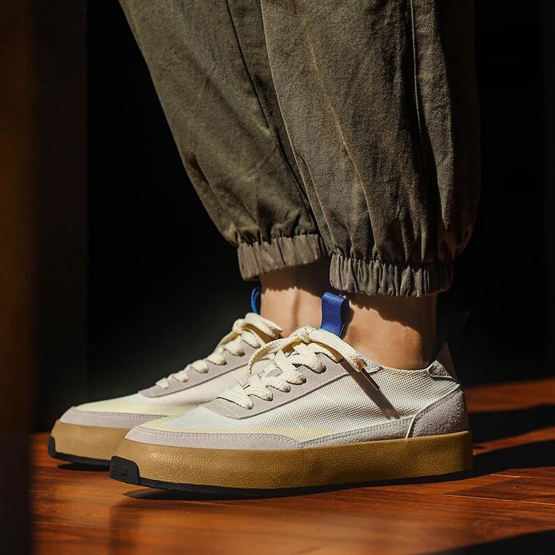 Bărbați la modă pantofi casual patchwork pantofi plat de pânză pentru bărbați din mătase de gheață pantofi cu platformă de mers pantofi vintage confortabili pentru bărbați