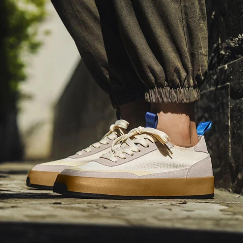 Bărbați la modă pantofi casual patchwork pantofi plat de pânză pentru bărbați din mătase de gheață pantofi cu platformă de mers pantofi vintage confortabili pentru bărbați