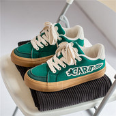 Kevadmood Tikand Lõuendjalatsid Meeste Naised Vulkaniseeritud Kingad Vabaaja madalad tossud Mees Harajuku Rohelised lõuendiga tossud Meeste