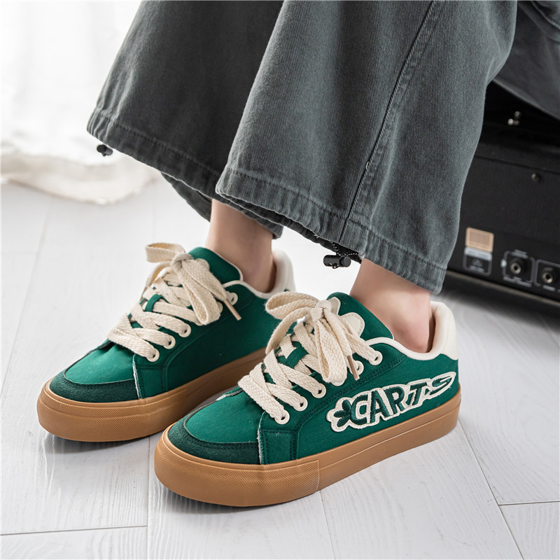 Kevadmood Tikand Lõuendjalatsid Meeste Naised Vulkaniseeritud Kingad Vabaaja madalad tossud Mees Harajuku Rohelised lõuendiga tossud Meeste