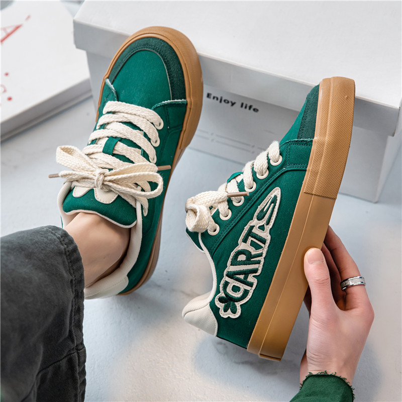 Kevadmood Tikand Lõuendjalatsid Meeste Naised Vulkaniseeritud Kingad Vabaaja madalad tossud Mees Harajuku Rohelised lõuendiga tossud Meeste