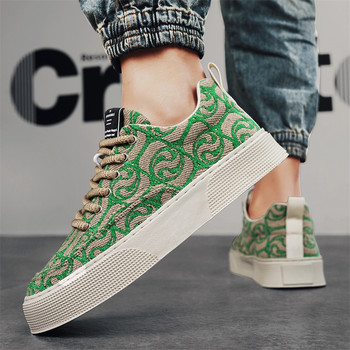 Γνήσια αθλητικά παπούτσια πράσινου σχεδιαστή για άντρες Trend πλατφόρμα Ανδρικά παπούτσια καμβά με κορδόνια μόδα Casual αναπνεύσιμα αθλητικά παπούτσια Urban Man