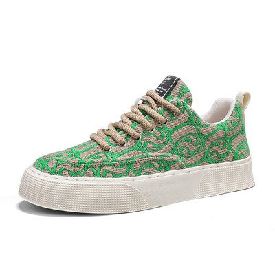 Oriģinālas zaļas dizaineru kedas vīriešiem Trend Platform Šņorējamas Vīriešu audekla apavi Modes Ikdienas elpojošas pilsētas vīriešu kedas