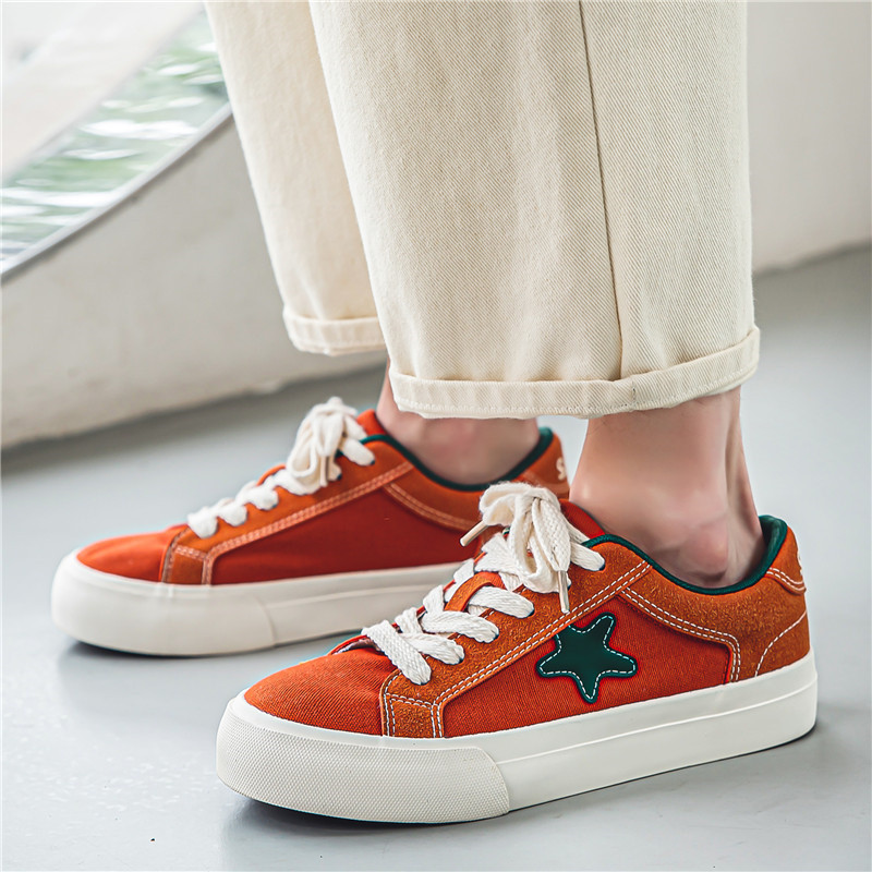 Moedisain Meeste lõuendjalatsid Oranž platvorm Meeste uisud tossud Mugav hingav meeste valge kaubamärgiga kingad Zapatillas De Hombre