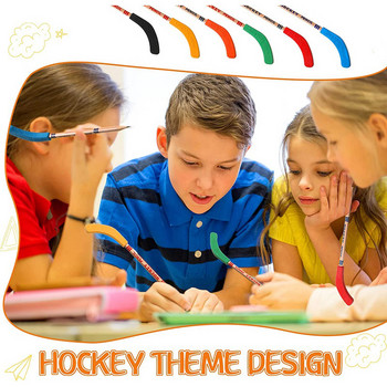 6 бр. Хокейни моливи и гуми 9-инчови моливи за хокейни стикове за деца Ученици Спортни фенове Подаръци за рожден ден