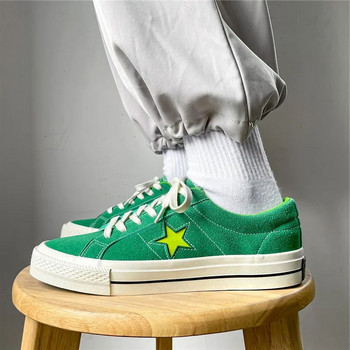 2024 Модни ниски мъжки зелени маратонки Модерни звездни дизайнерски обувки Мъжки платнени маратонки Комфортни мъжки обувки с връзки Вулканизирани обувки