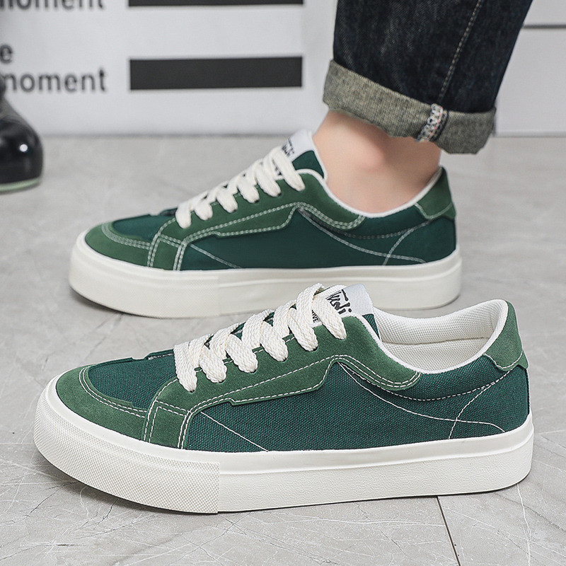 Moodsad rohelised tossud, meeste espadrillid, 2024. aasta kevad, uued meeste madala lõikega lõuendist kingad, mugavad hingavad meeste vulkaniseeritud tossud