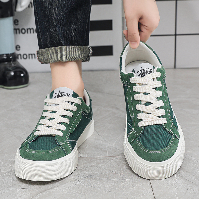 Moodsad rohelised tossud, meeste espadrillid, 2024. aasta kevad, uued meeste madala lõikega lõuendist kingad, mugavad hingavad meeste vulkaniseeritud tossud